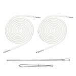 2Pcs Drawstring Cord, 51" Drawstring with Threader(0.2" D, Pure White)