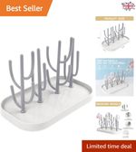 Elegant Baby Bottle Drying Rack with Detachable Brackets - Grey & Safe Design