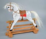 ORNAMENTAL DECORATIVE VINTAGE WOODEN CARVED ROCKING HORSE 17cm (82)
