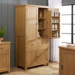Pantry Cupboard Cotswold Rustic Smoked Oak Double Kitchen Larder Food Storage
