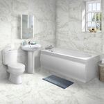 Nuie 1500mm Straight Bath Suite Sink Toilet Taps & Waste Modern White Bathroom