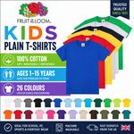 Fruit Of The Loom Kids T Shirt Boys Girls Plain 100% Cotton School PE Sports Top