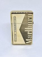 Stunning Solid Brass Marlboro Filter Cigarettes Petrol Lighter Working Order