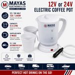 12V/24V ELECTRIC TRAVEL KETTLE 0.5 LTR COFFEE POT CIGRATTE CAR LORRY TRUCK VAN