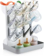 Baby Bottle Drying Rack Vertical Space-Saving Stand with Tray & Pegs – Grey