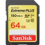 SanDisk Extreme Plus 64 GB SDXC Memory Card, Up to 150 MB/s, Class 10, U3, V30