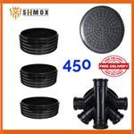 450 Inspection chamber Set 5 inlet Base  3 x Riser  Manhole  Round cover & Frame