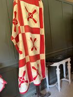 Antique Quilt Turkey Red and White Hand Made Quilted Bedcover Circa 1930’s