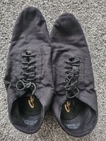 Ladies Capezio Size 11M (UK 9) Black Fabric Lace-Up Split Sole Jazz Shoes - VGC
