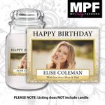 Birthday Candle Label Sticker Personalised Photo Yankee Jar Gold - MPF
