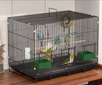 Foldable Metal Bird Parrot Pet Breeding Cage with Nest, Swing, Perch etc. Black