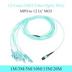 Fiber Optic Patch Cord 10G Multimode 12-Core MPO to 12LC OM3  1M-20M