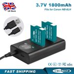 2x NB-6LH Battery&Charger For Canon SX710 SX610 SX520 SX530 SX540 HS S120 SX500