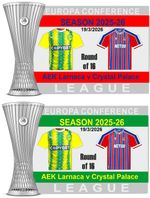 AEK Larnaca v Crystal Palace Europa Con League Round 16 Matchday Pin Badges