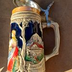 German Beer Stein With Lid - 19cm Tall - Preowned