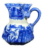 Vintage Victoria Ironstone (?) Pitcher/Jug Blue & White Pattern Height 16.5cm