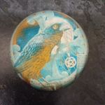 Vintage, Half Dome Parrot Paperweight 3.5" Wide , bird with devil worship sign 