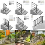 Iron Handrail Kit for 1-5 Steps Stair Rail Railing Outdoor Garden Porch Post UK
