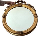 ANTIQUE FRENCH MIRROR ROCOCO GOLD OVER GESSO ROCOCO RIBBON ACANTHUS LEAF  20TH C