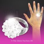 Light Up LED Ring Flashing Soft BUbble Jelly Rings in White