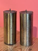 2 x Vintage  Brass Cased Vienna Wall Clock Weights Approx 1350g