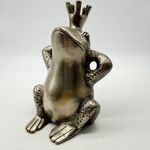 Vintage Anthropomorphic Brass Silvertone Laidback Enchanted Frog Prince Figurine