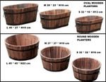 Burnt Wood Half Whiskey Barrel Wooden Planters Plant Pot Outdoor Garden