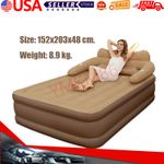 Coffee Color Inflatable Air Bed Mattress with Built-In Electric Pump Double Size