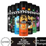 Lynx XL 48-Hour High Definition Fragrance Body Spray Deodorant, 6 Pack, 200ml