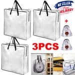 3 X DIMPA STORAGE CLEAR REUSABLE HEAVY DUTY LAUNDRY BAGS Moth & Moisture Proof