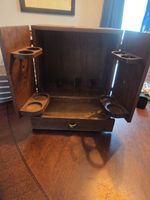 japanese antique wood mini Bar Cabinet Holds 4 Bottles, 2 Doors, Drawer