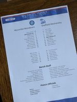Wycombe v Sheffield Wednesday Sep 2027 league 1   official teamsheet 