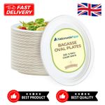 Oval Super Rigid Strong Bagasse Party Plates Biodegradable