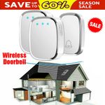 Wireless Door Bell Home Doorbell Wall Plug In Cordless Loud Chime LED 36 Tunes