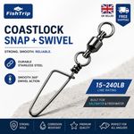 20,50,100 Pcs Fishing Ball Bearing Swivels with Coastlock Snap Fishing Connector