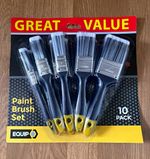 EQUIP 10pc Synthetic Mixed Bristle Flat Paint Brush Set, Beavertail 0.5-2in