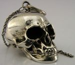 HEAVY 34g NOVELTY STERLING SILVER SKULL BOX c1980 STEAM PUNK GOTHIC
