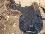 Premier Equine Wool Saddle Pad, Full size. Navy/Grey Wool