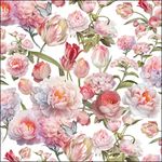 4 x Paper Napkins/33cm/3Ply/Decoupage/Flowers/Roses and Tulips in Pinks