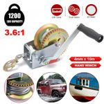 1200lbs Manual Boat Marine Trailer Caravan Hand Powered Winch + 10M Wire Cable