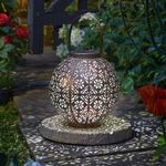 Beautiful Large Boulette Garden Lantern Solar Powered Stunning Silhouette Effect