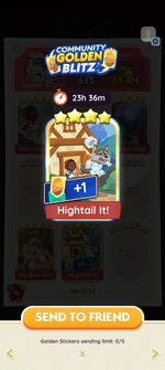 1x Hightail It! 4 🌟🌟🌟🌟 Golden Blitz slicker Monopoly_go [Set-19]
