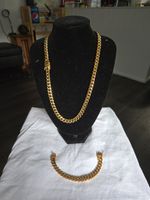 Cuban Link Chain Necklace and Bracelet Set 2-Piece