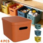 4Pcs Colorful Storage Box Plastic With Lid Kitchen Office Home Food Container