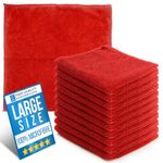 Microfibre Cloths 10 Pack 40x40cm Red Cleaning Towels Soft Reusable