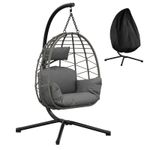 Rattan Swing Egg Chair Garden Hanging Indoor Outdoor Patio Hammock with Cushion
