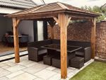 3m x 3m gazebo heavy duty Waterproof Wooden garden summer house lean to 