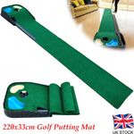 Golf Putting Mat with Auto Ball Return 220x33cm Indoor Practice Training Aid UK