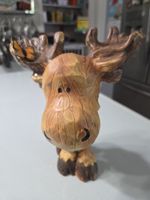 Whimsical Wooden Moose With Butterfly