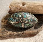Antique Indian Silver And Crushed Turquoise Inlay Brooch Circa 1900
